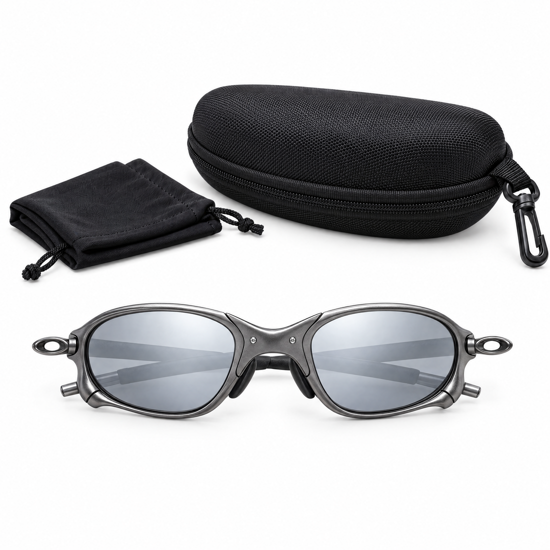 Houser metal sunglasses with the zip-up hard case