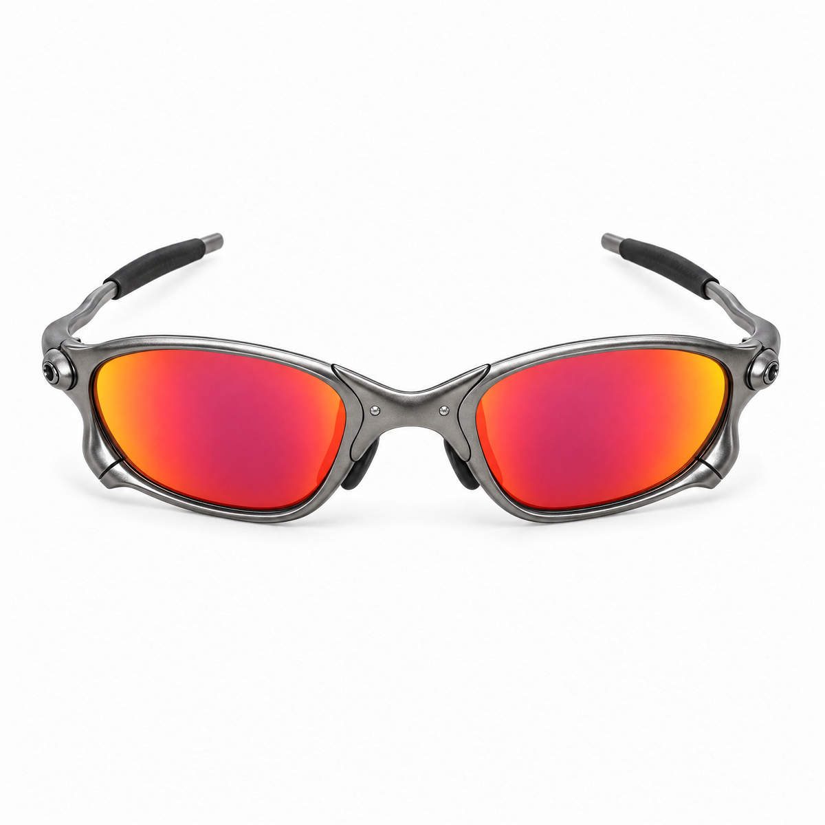Houser Metal Sunglasses, Red Mirror lenses, front view