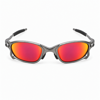 Houser Metal Sunglasses, Red Mirror lenses, front view