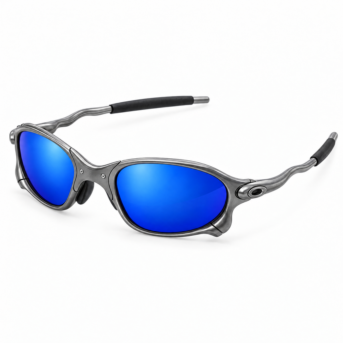 Houser Metal Sunglasses, Blue Mirror lenses, angled view