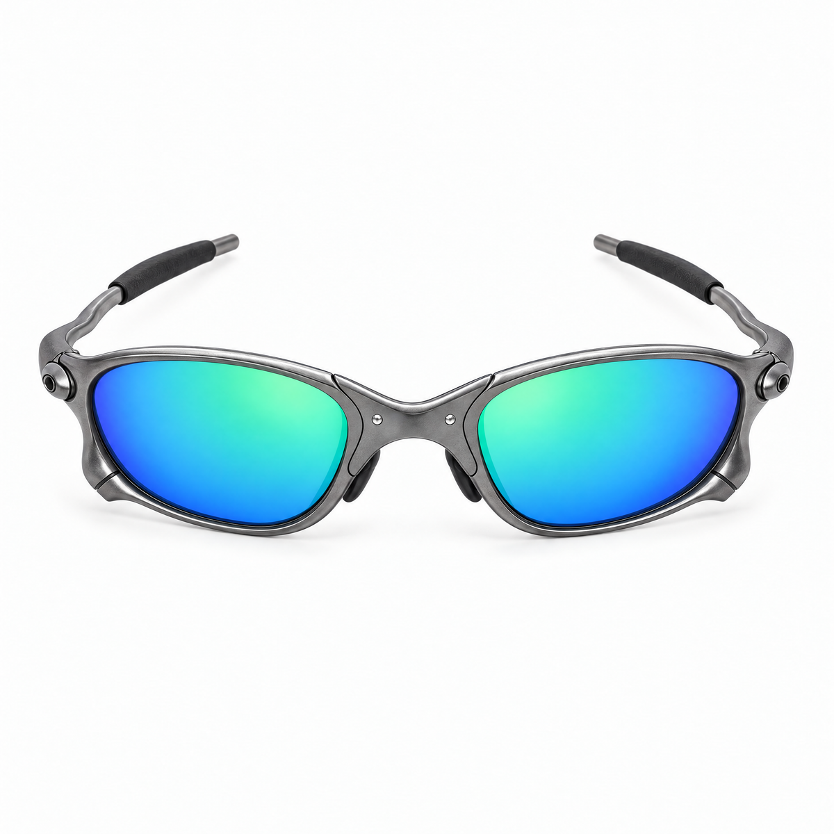 Houser Metal Sunglasses, Green Mirror lenses, front view