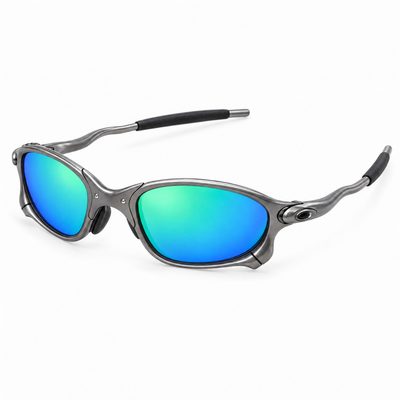 Houser Metal Sunglasses, Green Mirror lenses, angled view