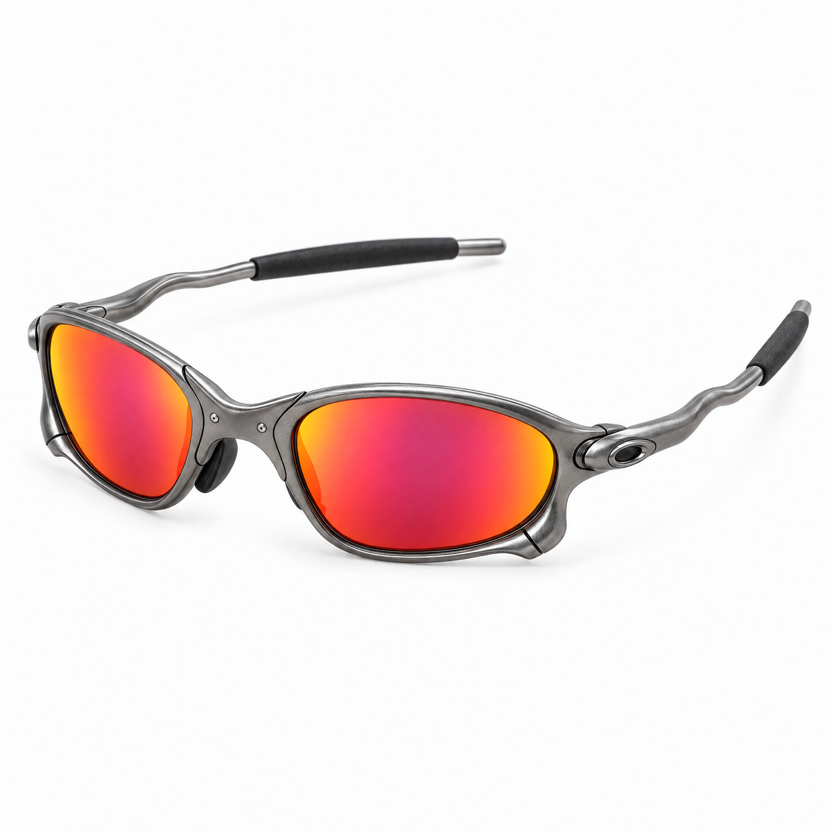 Houser Metal Sunglasses, Red Mirror lenses, angled view