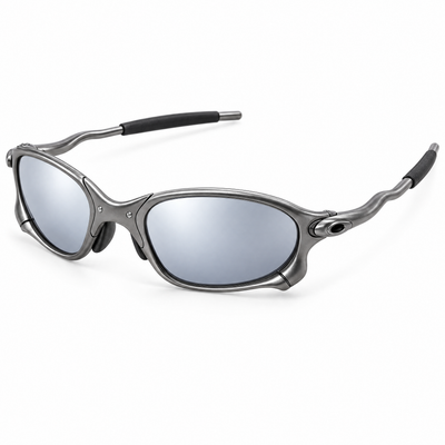 Houser Metal Sunglasses, Silver Mirror lenses, angled view