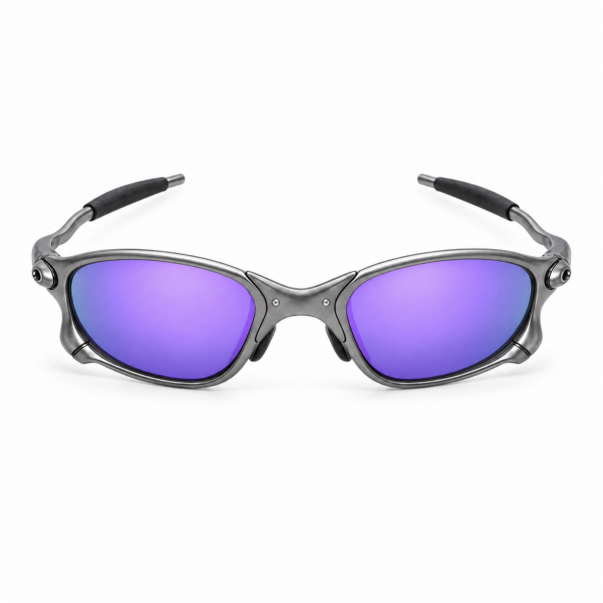 Houser Metal Sunglasses, Purple Mirror lenses, front view