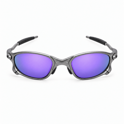 Houser Metal Sunglasses, Purple Mirror lenses, front view