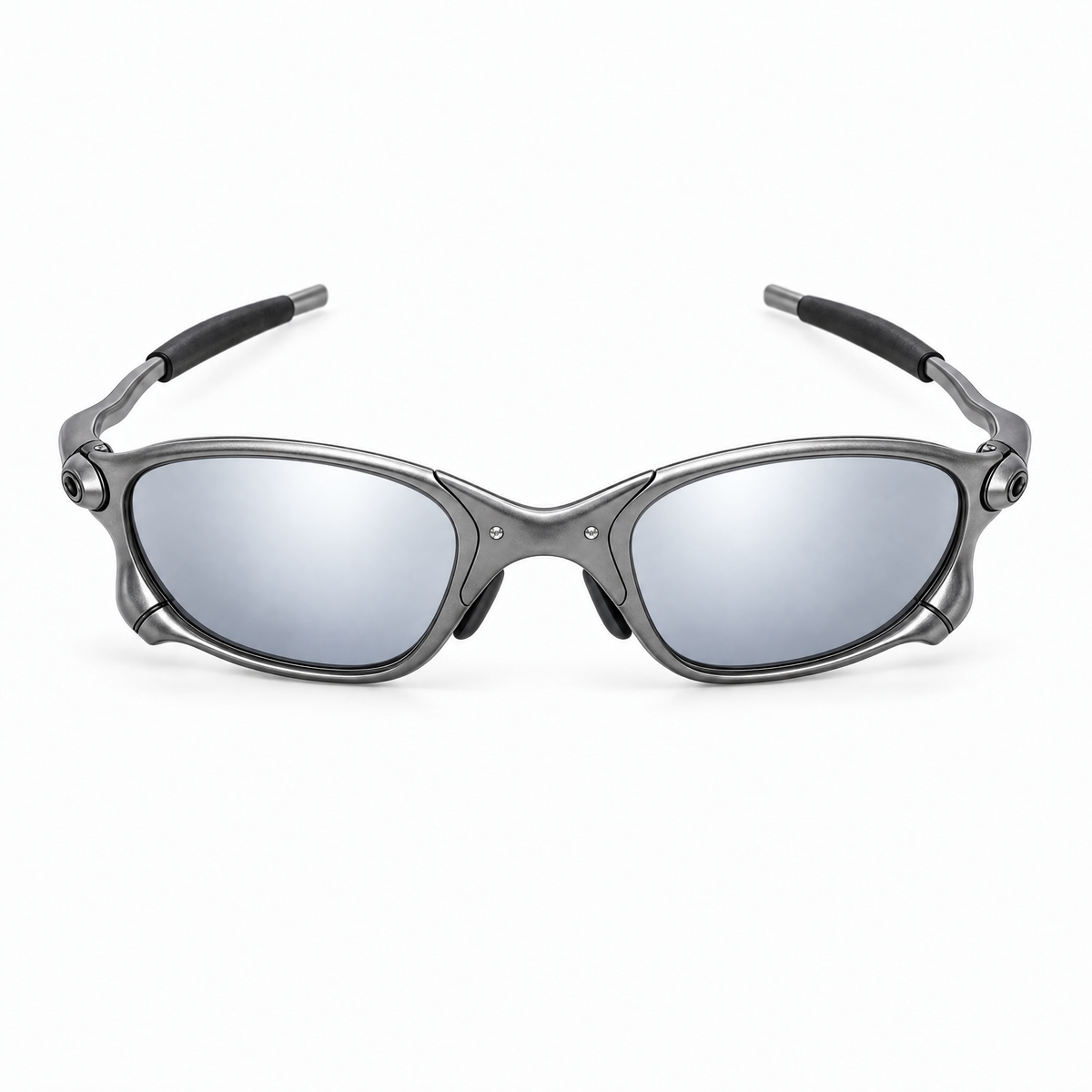 Houser Metal Sunglasses, Silver Mirror lenses, front view