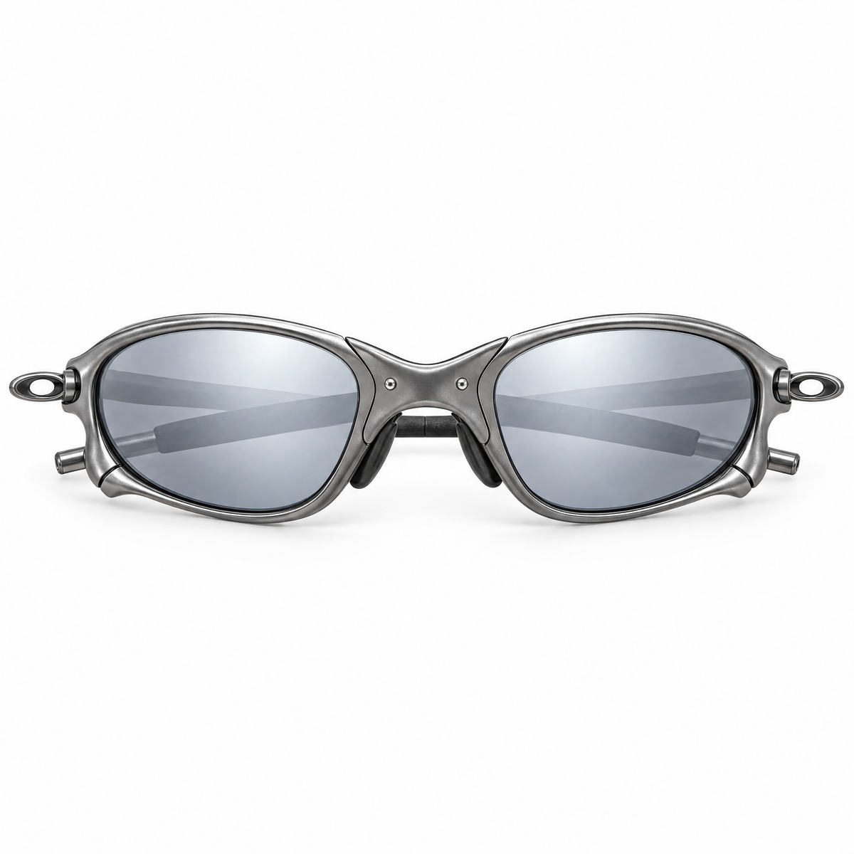 Houser Metal Sunglasses folded, Silver Mirror lenses